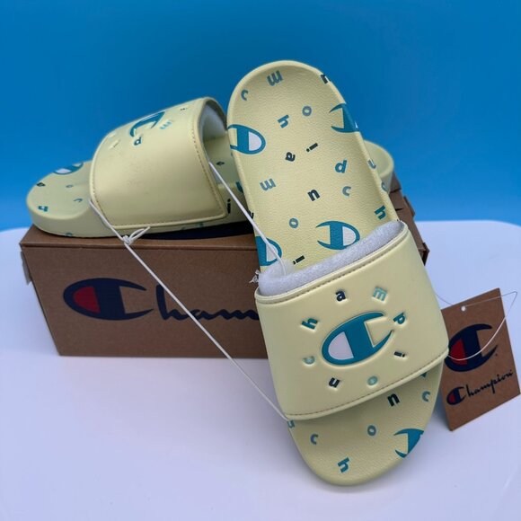Champion Women's IPO Circular Slip On Slides Sandals, Size 7,‎ Lemon Glacier - Picture 1 of 10